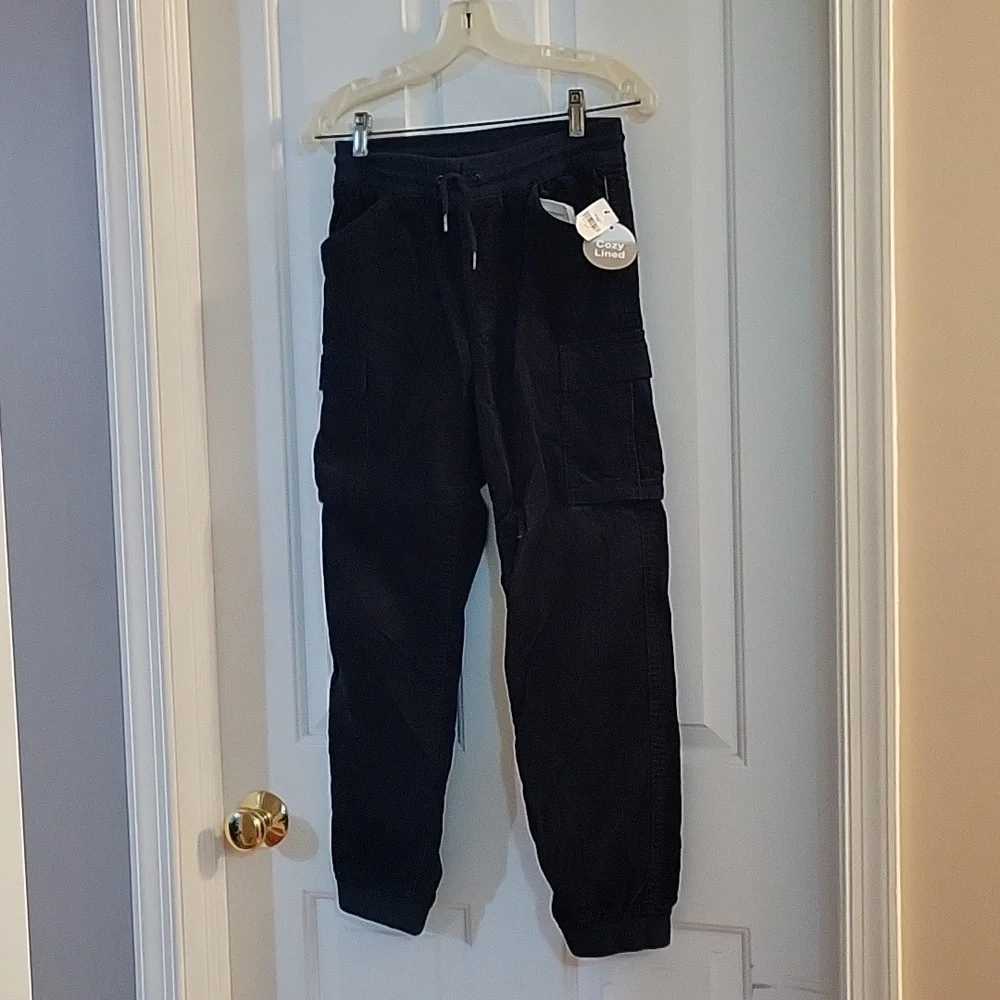 Gap boys navy elastic waist corduroy cargo lined joggers  xxl